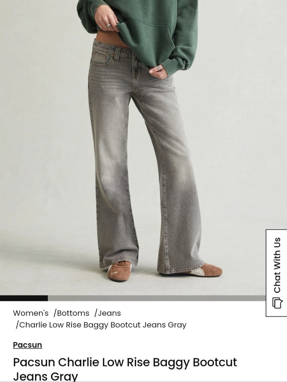 PacSun Women's Boot Cut Jeans in Light Gray Wash Sz 25, NWT